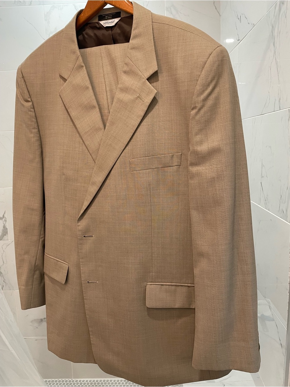 Joseph & Feiss Men's Light Tan Suit with Two-Button Suit Jacket and Pants